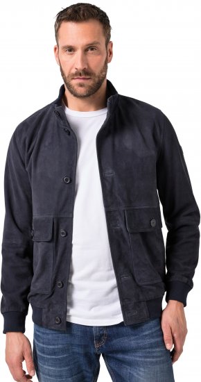 JP1880 Soft Goatskin Suede Leather Jacket Navy - Kožne jakne - Kožne jakne u velikim veličinama