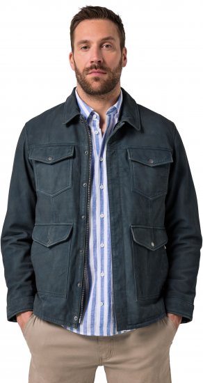 JP1880 Fine Lamb Leather Jacket Deep Sea Blue - Jakne - Muške Jakne Veliki Brojevi