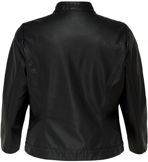 Only Carmakoma Robber Leather Jacket Black - Kožne jakne - 