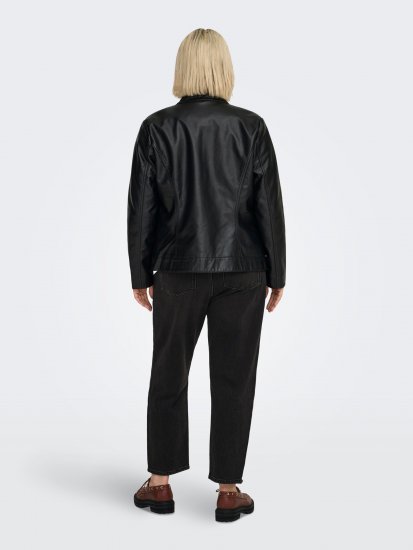 Only Carmakoma Robber Leather Jacket Black - Kožne jakne - 