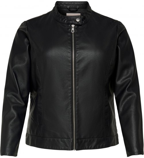 Only Carmakoma Robber Leather Jacket Black - Kožne jakne - 