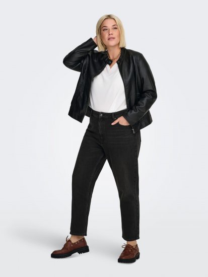 Only Carmakoma Robber Leather Jacket Black - Kožne jakne - 