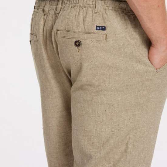 North Latitude 41106 Linen Shorts Beige - Kratke hlače - Muške Kratke Hlače Veliki Brojevi 