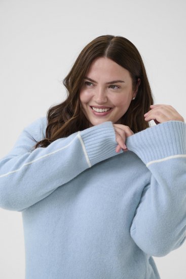 Kaffe Curve Jina Knit Pullover Powder Blue Melange - Pleteni puloveri - 
