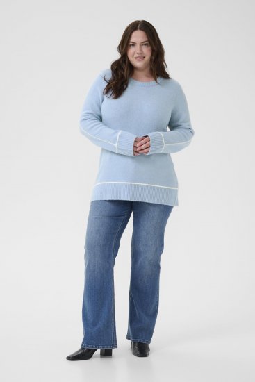 Kaffe Curve Jina Knit Pullover Powder Blue Melange - Pleteni puloveri - 