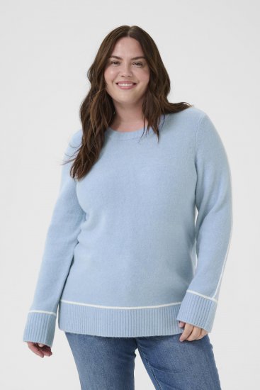 Kaffe Curve Jina Knit Pullover Powder Blue Melange - Pleteni puloveri - 