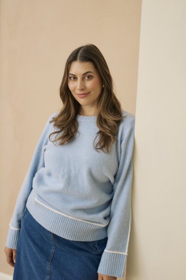 Kaffe Curve Jina Knit Pullover Powder Blue Melange - Pleteni puloveri - 