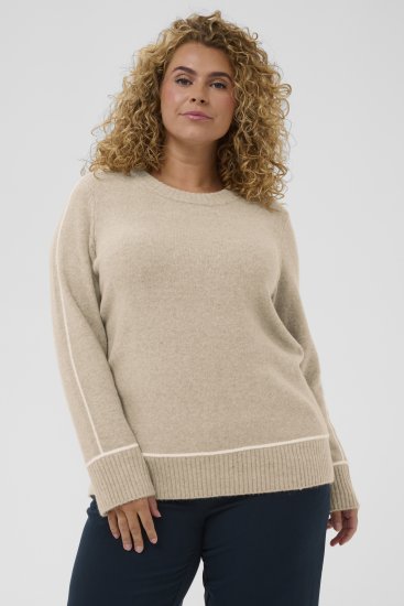 Kaffe Curve Jina Knit Pullover Feather Grey Melange - Pleteni puloveri - 
