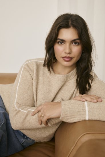 Kaffe Curve Jina Knit Pullover Feather Grey Melange - Pleteni puloveri - 