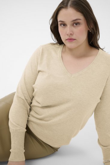 Kaffe Curve Lizzy Long Sleeve Pullover Feather Grey Melange - Pleteni puloveri - 