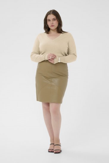 Kaffe Curve Lizzy Long Sleeve Pullover Feather Grey Melange - Pleteni puloveri - 