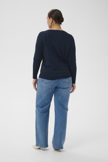 Kaffe Curve Lizzy Long Sleeve Pullover Midnight Marine - Pleteni puloveri - 