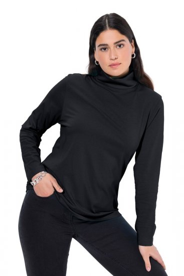 Ulla Popken Basic Long Sleeve Slim Fit Turtleneck Black - Puloveri & dukserice - Udobne dukserice, hoodice i pletenina