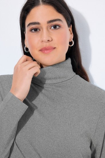 Ulla Popken Basic Long Sleeve Slim Fit Turtleneck Light Grey Melange - Puloveri & dukserice - Udobne dukserice, hoodice i pletenina