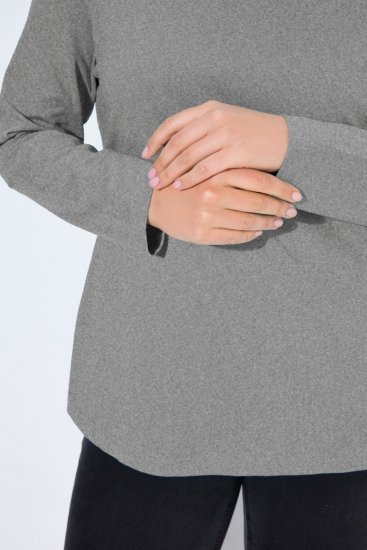 Ulla Popken Basic Long Sleeve Slim Fit Turtleneck Light Grey Melange - Puloveri & dukserice - Udobne dukserice, hoodice i pletenina