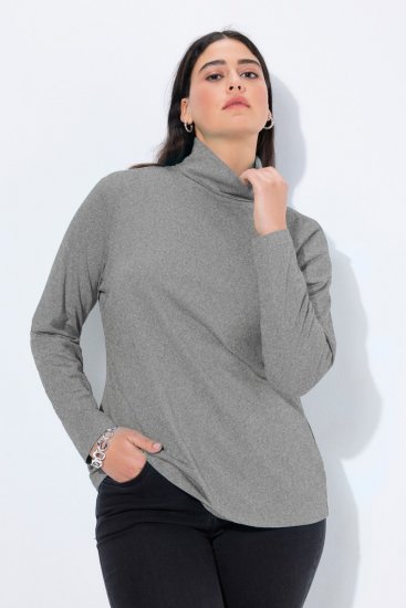 Ulla Popken Basic Long Sleeve Slim Fit Turtleneck Light Grey Melange - Puloveri & dukserice - Udobne dukserice, hoodice i pletenina