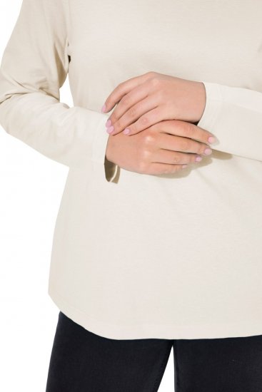 Ulla Popken Basic Long Sleeve Slim Fit Turtleneck Natural - Puloveri & dukserice - Udobne dukserice, hoodice i pletenina