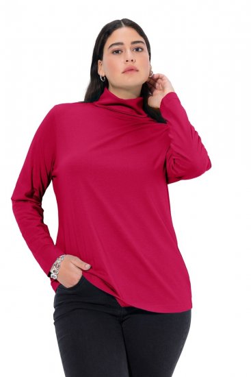 Ulla Popken Basic Long Sleeve Slim Fit Turtleneck Red - Puloveri & dukserice - Udobne dukserice, hoodice i pletenina