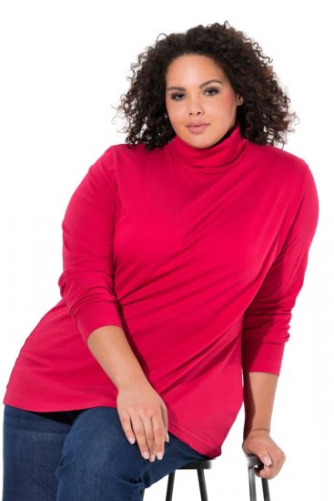 Ulla Popken Basic Long Sleeve Slim Fit Turtleneck Red - Puloveri & dukserice - Udobne dukserice, hoodice i pletenina