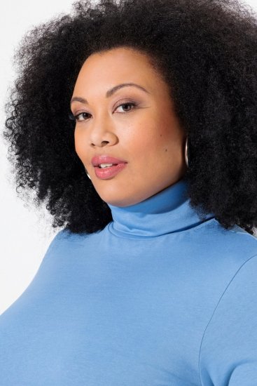 Ulla Popken Basic Long Sleeve Slim Fit Turtleneck Light Cornflower - Puloveri & dukserice - Udobne dukserice, hoodice i pletenina