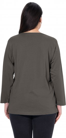 Ulla Popken Back To Basics V-Neck Relaxed Fit Cotton Tee Graphite Grey - Majice - 