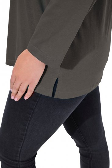 Ulla Popken Back To Basics V-Neck Relaxed Fit Cotton Tee Graphite Grey - Majice - Ženske majice kratkih rukava