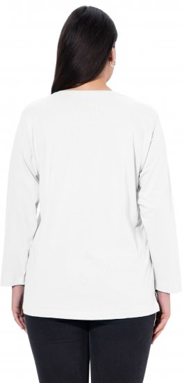 Ulla Popken Back To Basics V-Neck Relaxed Fit Cotton Tee Snow White - Majice - 