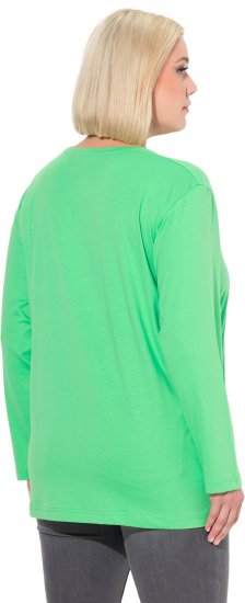 Ulla Popken Back To Basics V-Neck Relaxed Fit Cotton Tee Mint Green - Majice - 