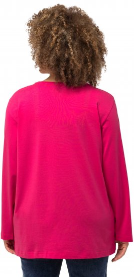 Ulla Popken Back To Basics V-Neck Relaxed Fit Cotton Tee Magenta Pink - Majice - 