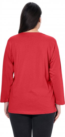 Ulla Popken Back To Basics V-Neck Relaxed Fit Cotton Tee Salsa Red - Majice - 