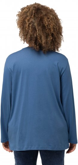 Ulla Popken Back To Basics V-Neck Relaxed Fit Cotton Tee Denim Blue - Majice - 
