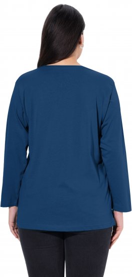 Ulla Popken Back To Basics V-Neck Relaxed Fit Cotton Tee Dark Blue - Majice - 