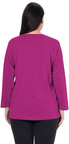 Ulla Popken Back To Basics V-Neck Relaxed Fit Cotton Tee Berry - Majice - 