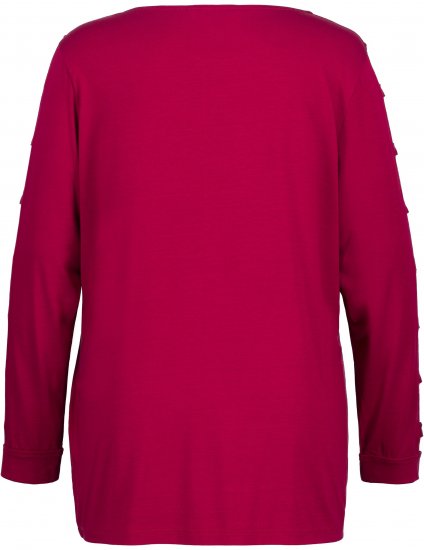 Ulla Popken Rhinestone Accent Statement Cutout Sleeve Stretch Knit Top Wine Red - Tiskana majica za žene - 