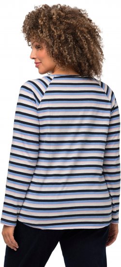 Ulla Popken Striped A-Line Long Sleeve Tee Navy Blue - Tiskana majica za žene - 
