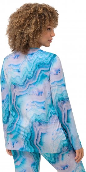 Ulla Popken Marble Ski Top with Gaiter Bright Turquoise - Tiskana majica za žene - 