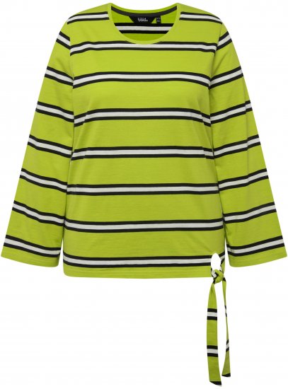 Ulla Popken Striped Hem Long Sleeve Tee Apple Green - Tiskana majica za žene - 