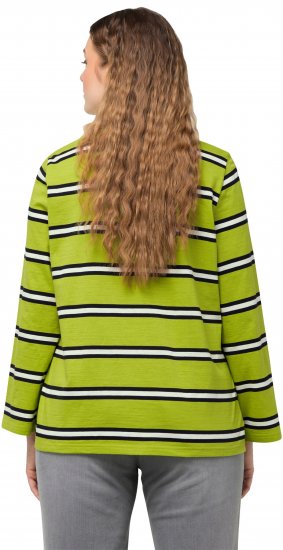 Ulla Popken Striped Hem Long Sleeve Tee Apple Green - Tiskana majica za žene - 