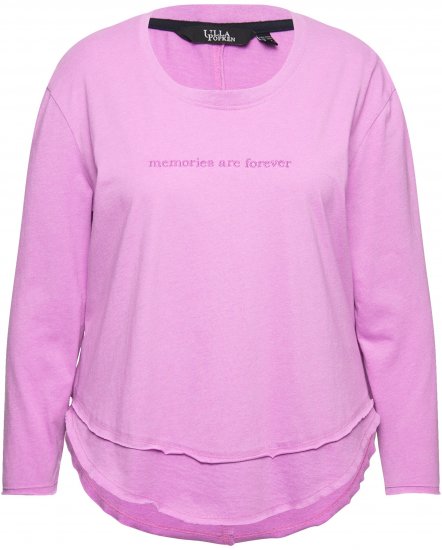 Ulla Popken Layered Look Memories Embroidered Long Sleeve Tee Amethyst - Tiskana majica za žene - 