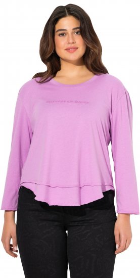 Ulla Popken Layered Look Memories Embroidered Long Sleeve Tee Amethyst - Tiskana majica za žene - 