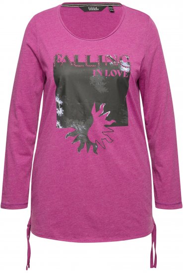 Ulla Popken Tie Hem Long Sleeve Graphic Tee Berry - Tiskana majica za žene - 