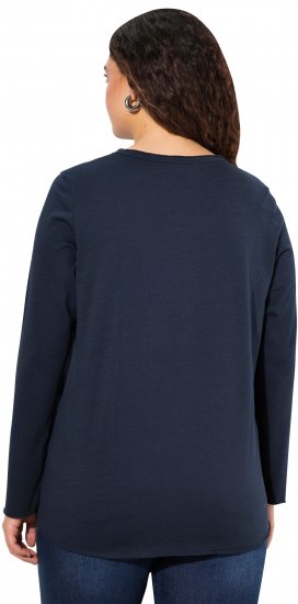 Ulla Popken Star Long Sleeve Graphic Tee Navy Blue - Tiskana majica za žene - 