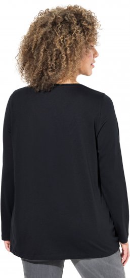 Ulla Popken Puppy Graphic Christmas Long Sleeve T-Shirt Black - Majice - 