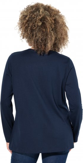 Ulla Popken Metallic Graphic Holiday Tee Navy - Tiskana majica za žene - 