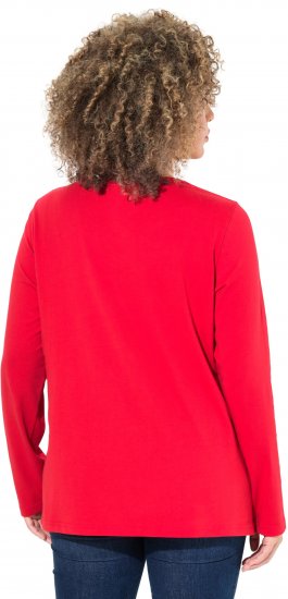 Ulla Popken Metallic Graphic Holiday Tee Salsa Red - Tiskana majica za žene - 