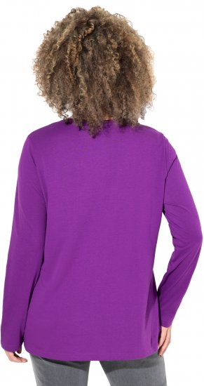 Ulla Popken Metallic Graphic Holiday Tee Dark Purple - Tiskana majica za žene - 