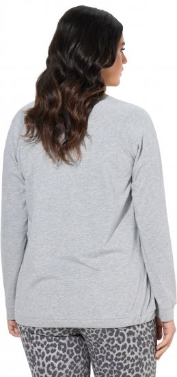 Ulla Popken Magic Feeling Long Sleeve Graphic Tee Light Grey Melange - Tiskana majica za žene - 