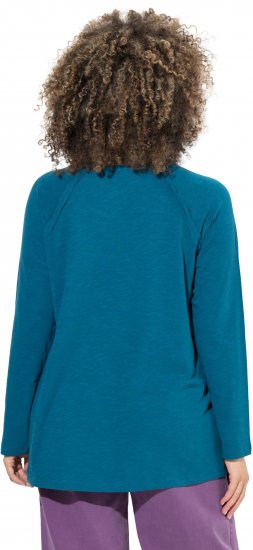Ulla Popken Inverted Seam Long Sleeve Graphic Tee Teal - Tiskana majica za žene - 