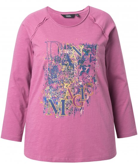 Ulla Popken Inverted Seam Long Sleeve Graphic Tee Dark Rose - Tiskana majica za žene - 