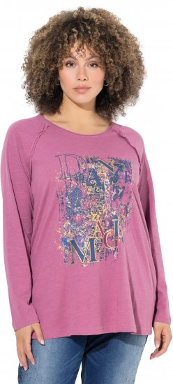 Ulla Popken Inverted Seam Long Sleeve Graphic Tee Dark Rose - Tiskana majica za žene - 
